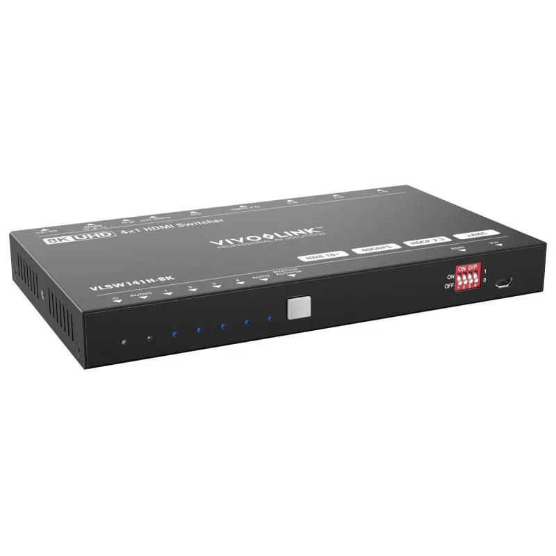 HDMI pārslēdzējs VivoLink VLSW141H-8K 4x1 — 8K@60Hz ievades selektors četriem HDMI avotiem