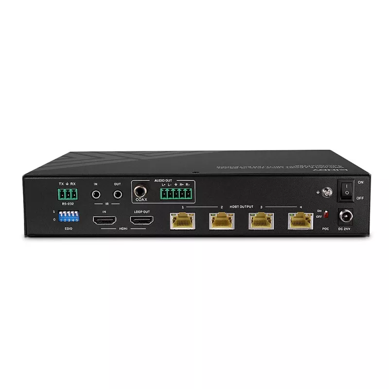 Lindy 100m Cat.6 4 portu HDMI 4K60 HDBT sadalītājs-pagarinātājs