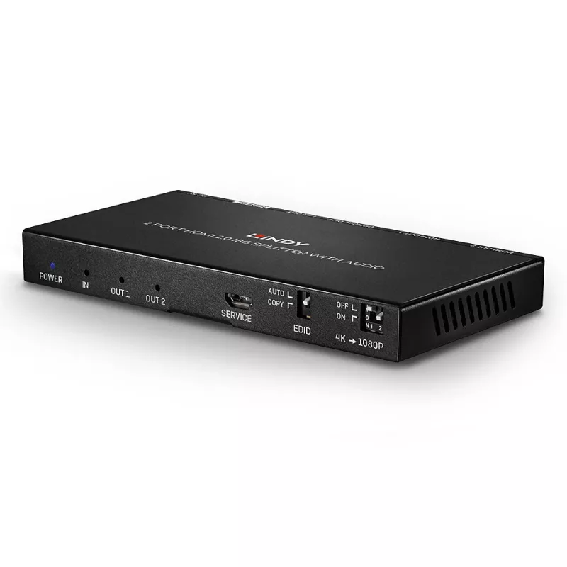 HDMI sadalītājs Lindy 2 portu HDMI 18G sadalītājs ar audio un samazināšanu