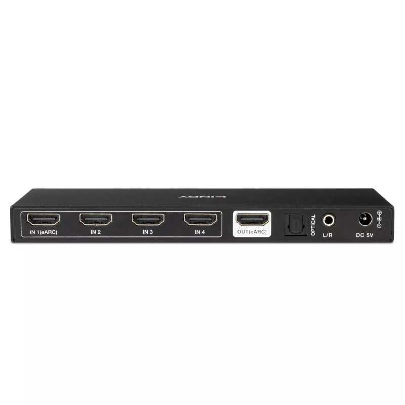Lindy 4 portu HDMI 8K60 pārslēdzējs ar eARC HDMI USB A USB C