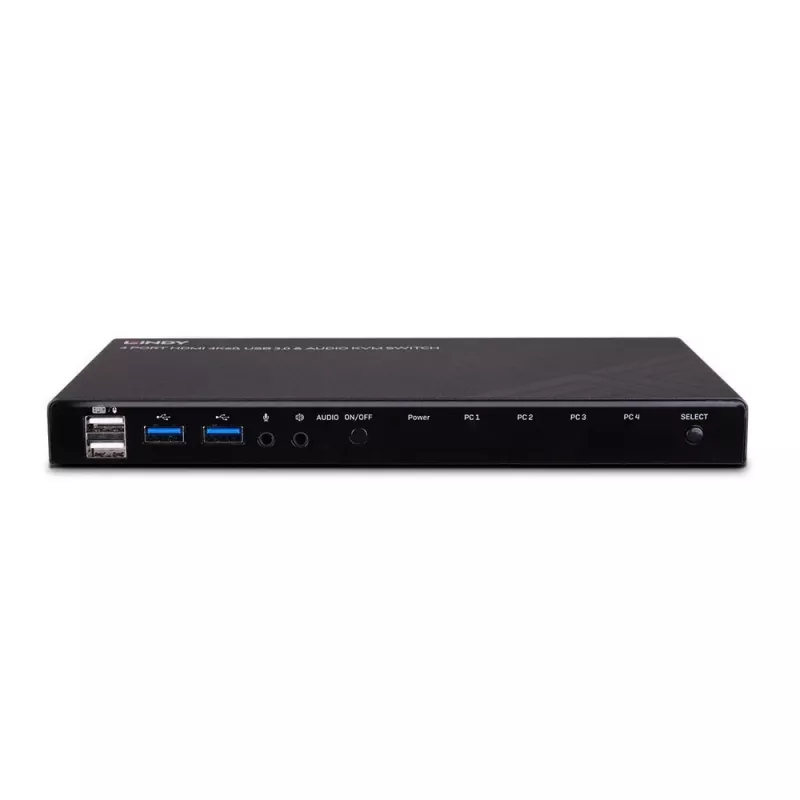 Lindy 4 portu HDMI 4K60, USB 3.0 un audio KVM slēdzis