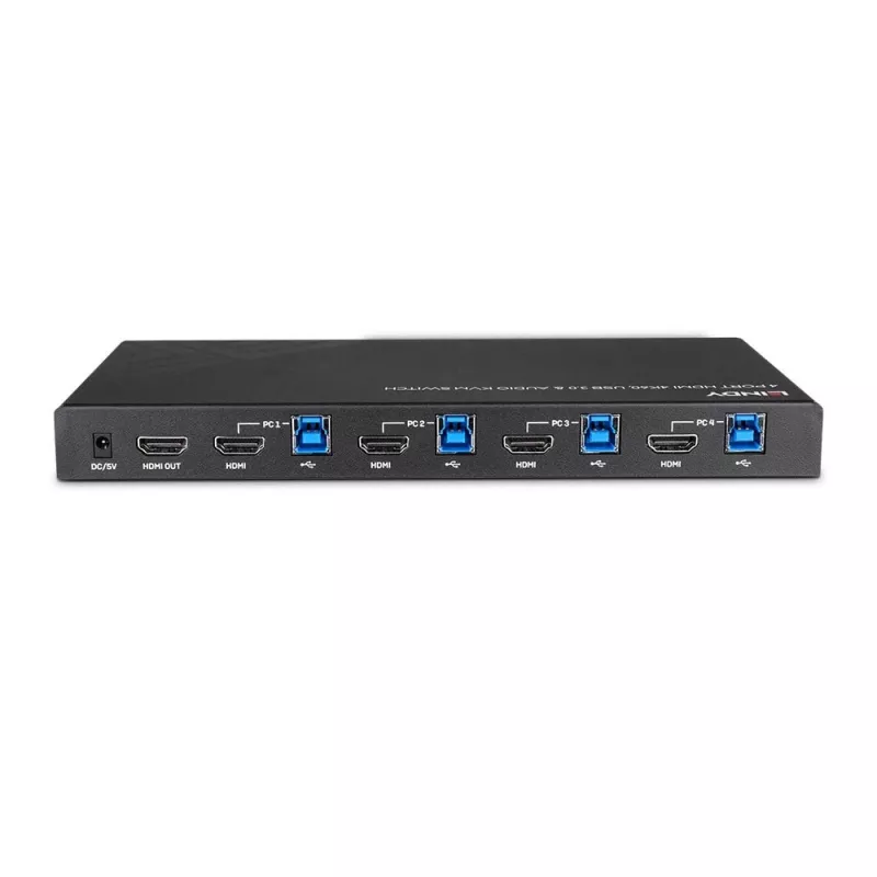 Lindy 4 portu HDMI 4K60, USB 3.0 un audio KVM slēdzis