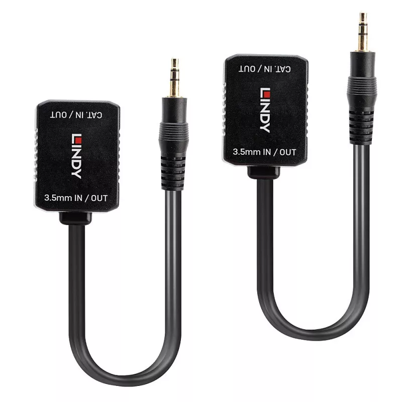 AV raidītājs un uztvērējs Lindy 500m Cat.6 3.5mm analogās audio pagarinātājs