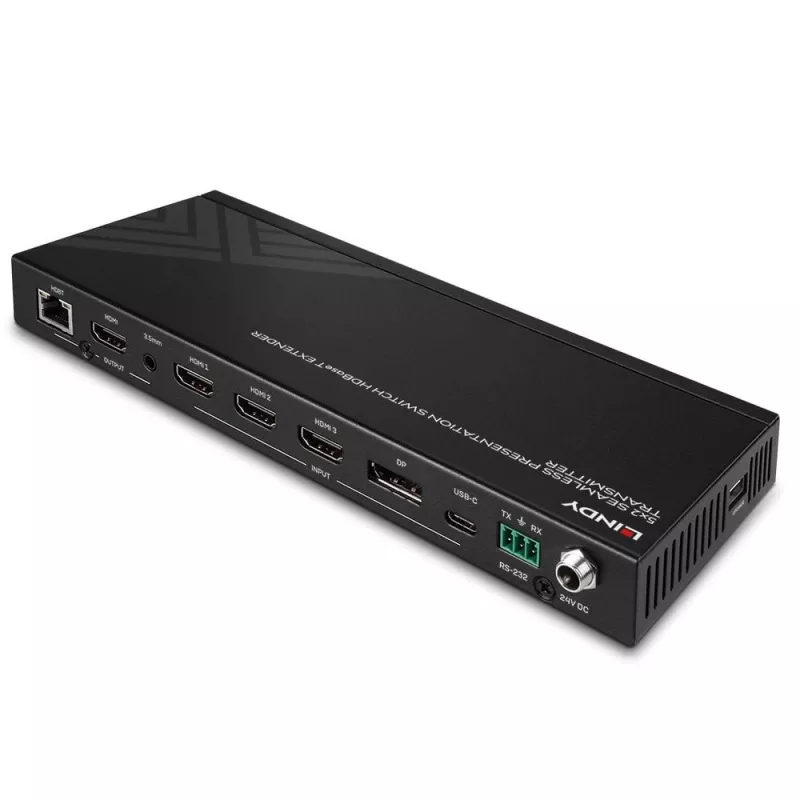 AV raidītājs Lindy 5 Portu Bezšuvju Prezentācijas Pārslēdzējs HDBaseT Paplašinātājs 3840 x 2160 pikseļi
