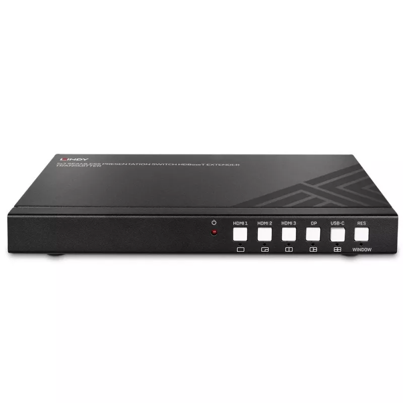 AV raidītājs Lindy 5 Portu Bezšuvju Prezentācijas Pārslēdzējs HDBaseT Paplašinātājs 3840 x 2160 pikseļi