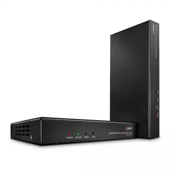 AV raidītājs un uztvērējs Lindy 300m šķiedras optikas HDMI 18G & IR pagarinātājs