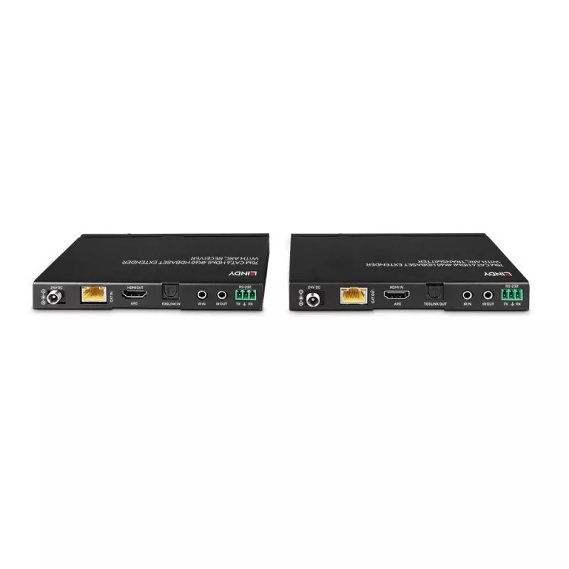 Lindy 70m Cat.6 HDMI 4K60, Audio, IR un RS-232 HDBaseT pagarinātājs ar ARC