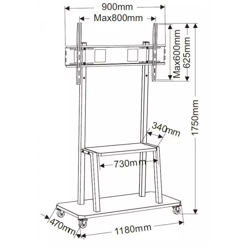 Vivolink VLFS4290 monitor mount / stand 2.54 m (100 inch) Floor Melns