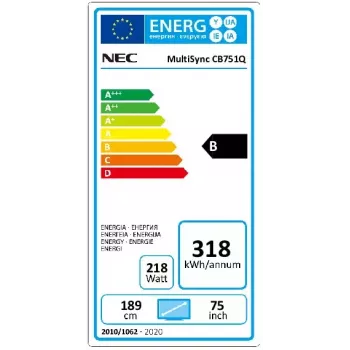 NEC CB751Q Interaktīvs plakanais panelis 190.5 cm (75 collas) LED 350 cd/m² 4K Ultra HD Melns Skārienjūtīgs 12/7
