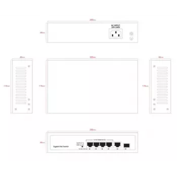 Tīkla slēdzis Ernitec ELECTRA-U04-1GB-60W 4 porti 1GB 60W