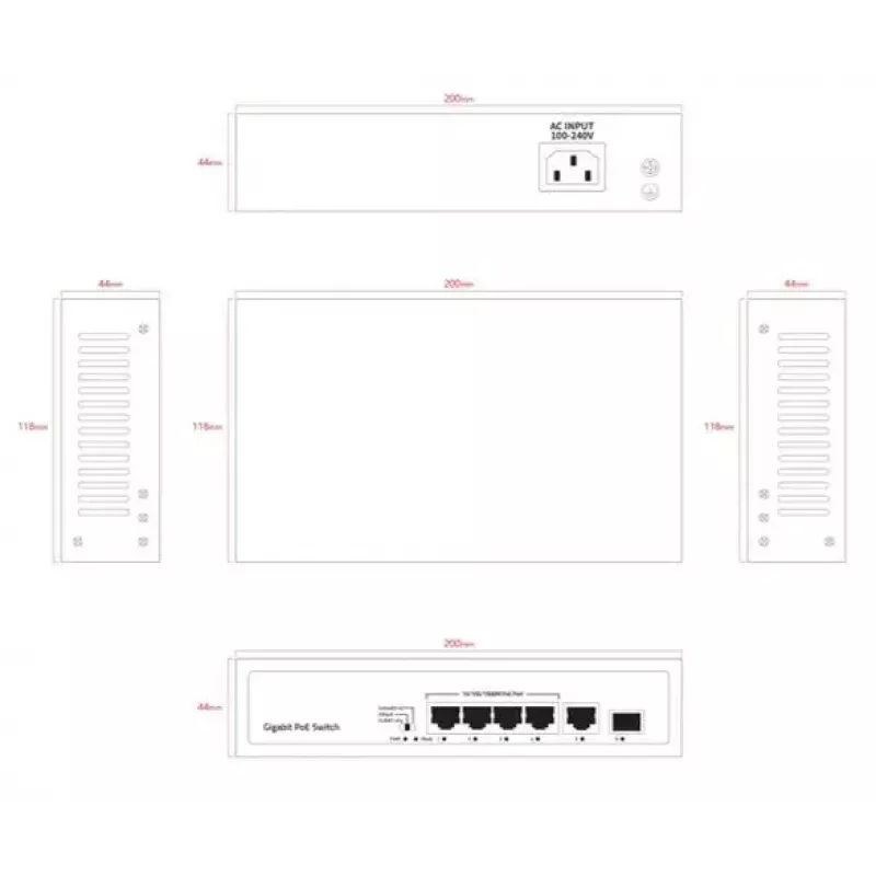 Tīkla slēdzis Ernitec ELECTRA-U04-1GB-60W 4 porti 1GB 60W