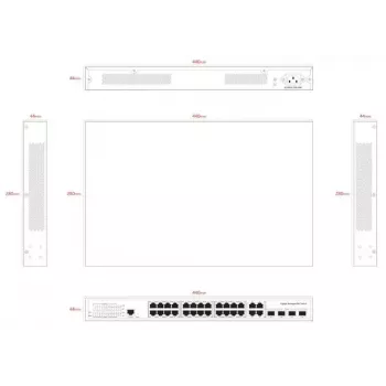 Tīkla komutators Ernitec ELECTRA-M224-1GB-370W 24 porti 1GB