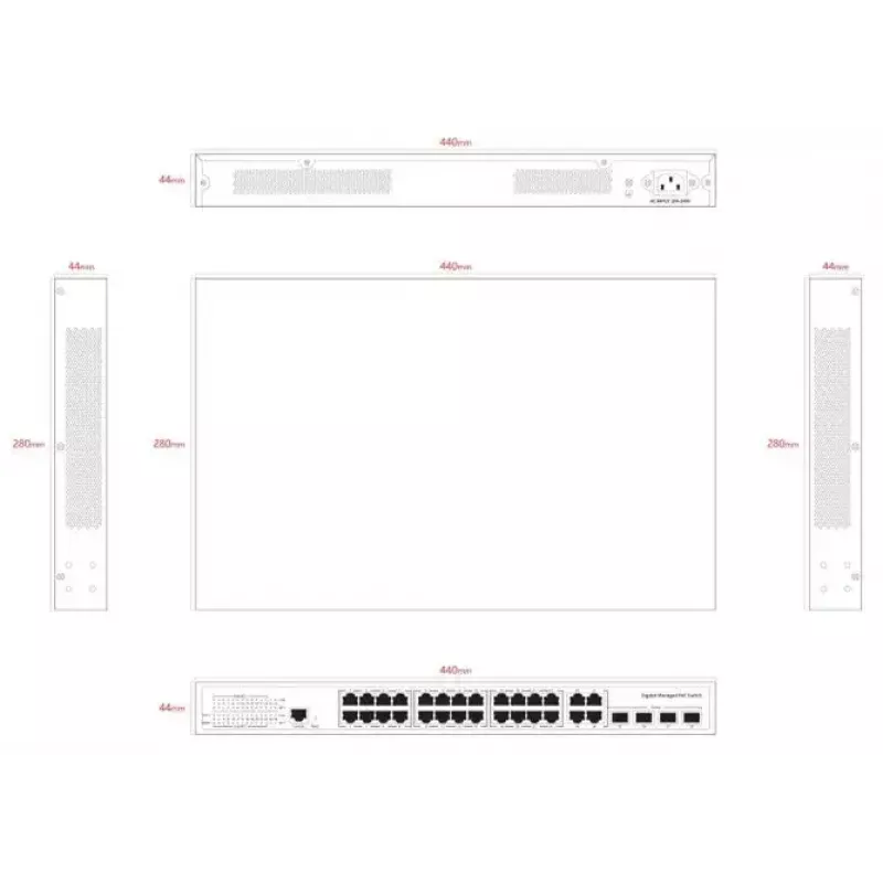 Tīkla komutators Ernitec ELECTRA-M224-1GB-370W 24 porti 1GB