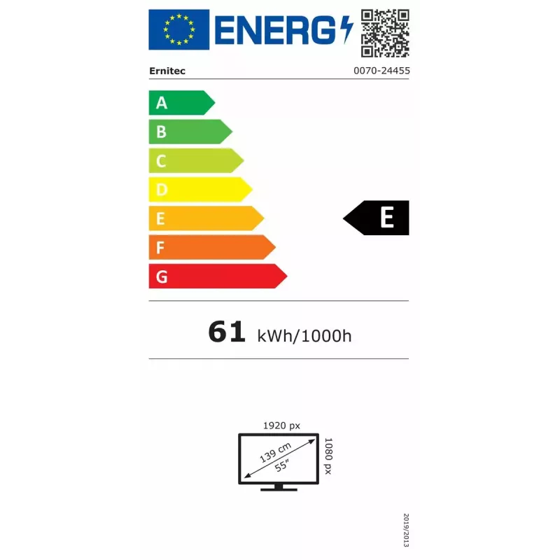 Ernitec 0070-24455 Digitālo izkārtņu plakanais panelis 139,7 cm (55 collas) LCD 500 cd/m² 4K Ultra HD melns 24/7