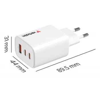 Verbatim Essentials GaN lādētājs 65W EU spraudnis Balts, Iekštelpu, Maiņstrāva, 20 V, Balts