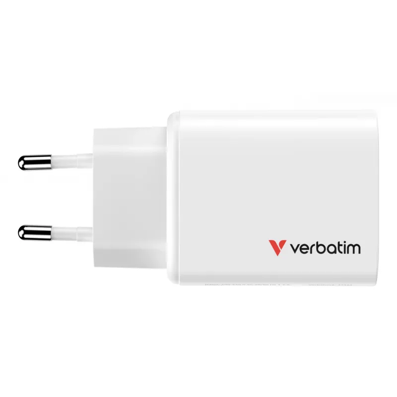 Verbatim Essentials GaN lādētājs 65W EU spraudnis Balts, Iekštelpu, Maiņstrāva, 20 V, Balts