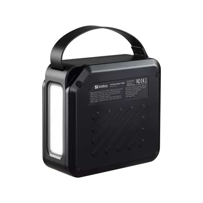 Portatīva līdzstrāvas elektrostacija SANDBERG Sandberg DC Power Station 72000 — LMFP 72 000 mAh, līdzstrāvas un USB-C ieeja, melna