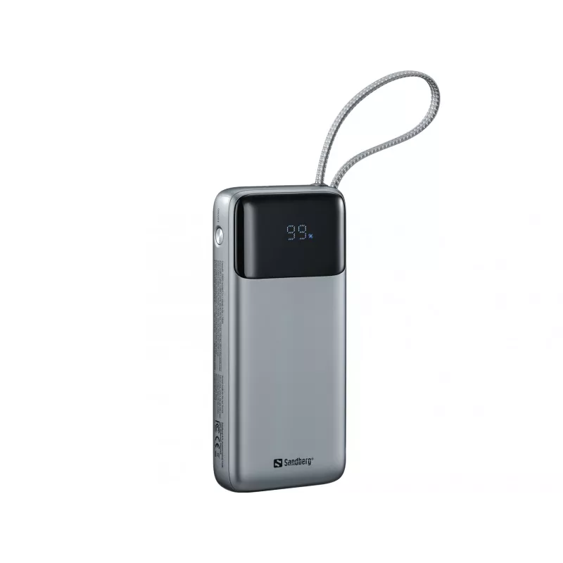 Ārējais akumulators SANDBERG All-in1 Powerbank 20000 PD 67W — 20000 mAh LiPo, 1×USB-A, 1×USB-C, 15W izeja, melns/pelēks