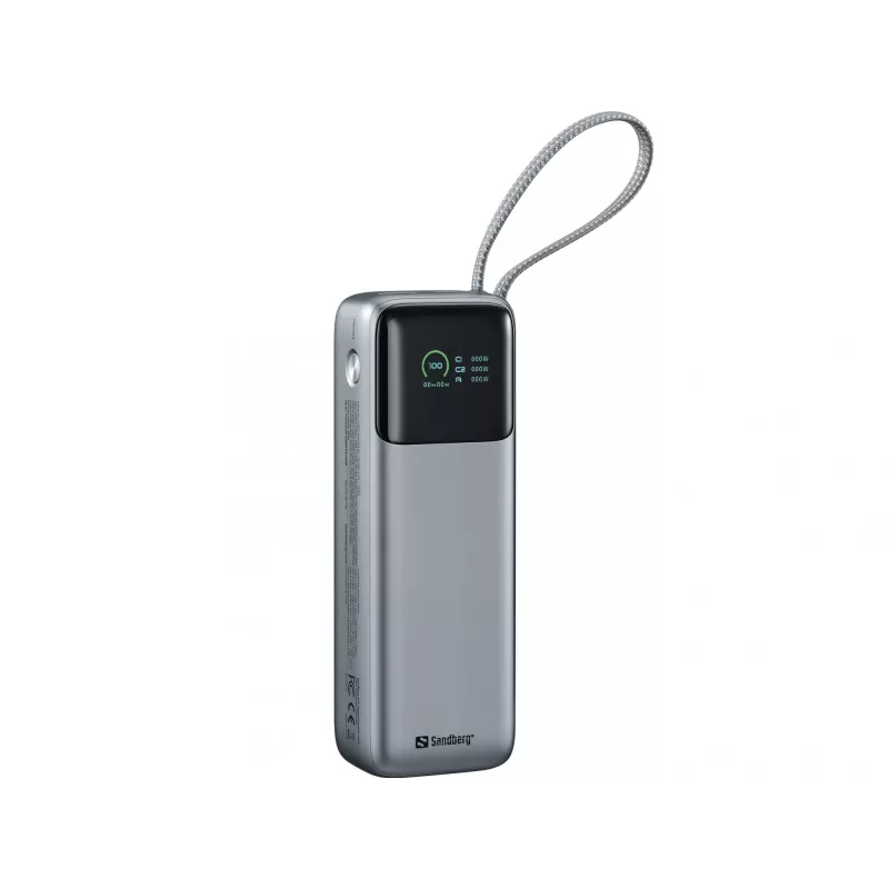 Pārnēsājams ārējais akumulators SANDBERG All-in1 Powerbank 20000 PD 130W — 20000 mAh, LiPo, USB-A 1x, USB-C 1x, 130 W, melna/pelēka