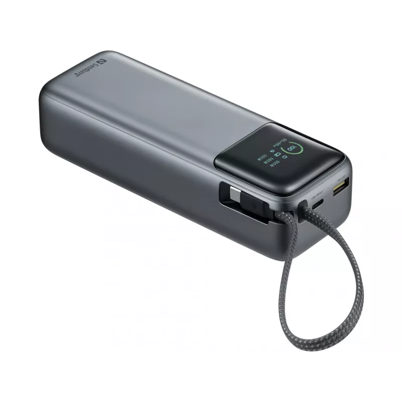 Pārnēsājams ārējais akumulators SANDBERG All-in1 Powerbank 20000 PD 130W — 20000 mAh, LiPo, USB-A 1x, USB-C 1x, 130 W, melna/pelēka