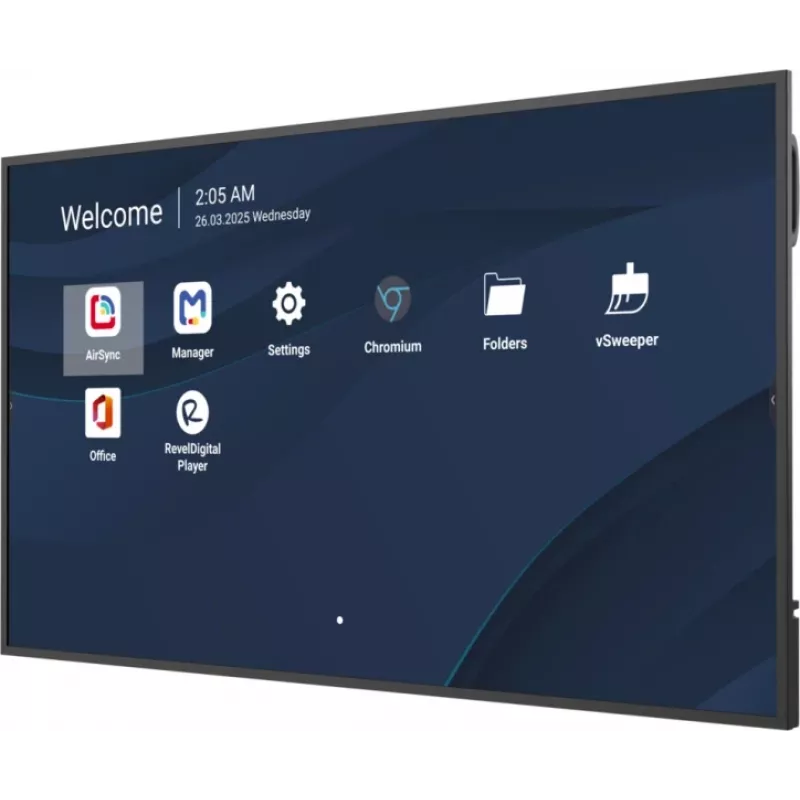 Profesionāls 65 collu 4K komerciālais displejs VIEWSONIC CDE6531-1C, 3840×2160, 500 cd/m², Android 14, 24/7, VESA