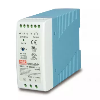 Barošanas bloks PLANET PWR-40-24, 40 W, 24 V izeja, 100–240 V maiņstrāvas ieeja, pasīvā dzesēšana, LED statuss