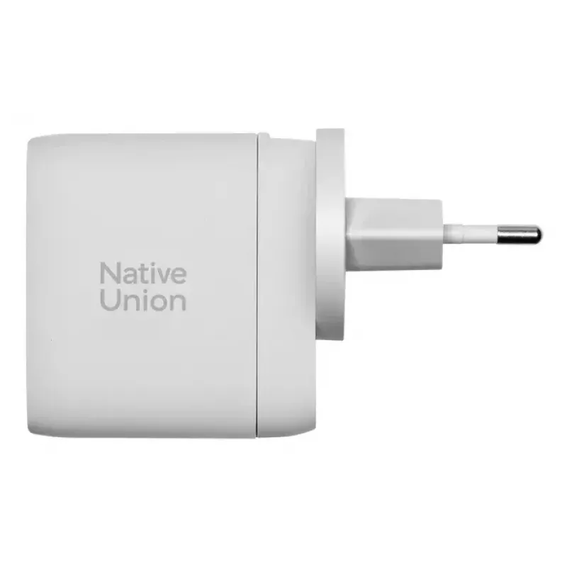 Fast GaN lādētājs Native Union Fast Gan Charger Pd 67W balta Intl 2C1A USB‑C 2 pieslēgvietas 67W AC 100–240V aizsardzība pret pārstrāvu, pārspriegumu, pārkaršanu