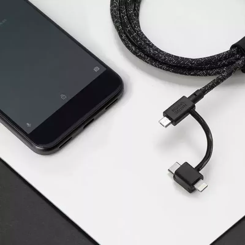USB 2.0 datu kabelis native union BELT-ULC-ZEB-NP 2 m USB A uz USB‑C / Micro‑USB B / Lightning melns balts