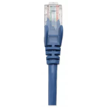 Intellinet tīkla komutācijas kabelis, Cat5e, 0,5 m, zils, CCA, U/UTP, PVC, RJ45, zeltīti kontakti, aizķeršanās novēršanas dizains, ar aizsarguzmavu, mūža garantija