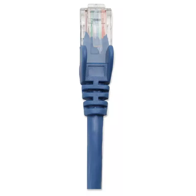 Intellinet tīkla komutācijas kabelis, Cat5e, 0,5 m, zils, CCA, U/UTP, PVC, RJ45, zeltīti kontakti, aizķeršanās novēršanas dizains, ar aizsarguzmavu, mūža garantija