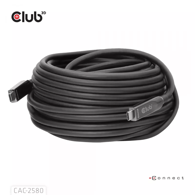 CLUB3D 15M pilnvērtīgs USB-C® kabelis / 49,21 pēdas 8K60Hz 10Gbps 60W