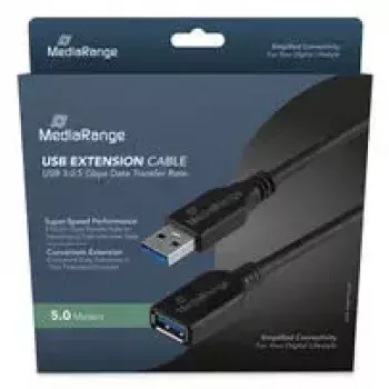 USB A uz USB A kabelis MediaRange MRCS241 USB 3.2 Gen 1 (5 Gbit/s) 5 m Melns