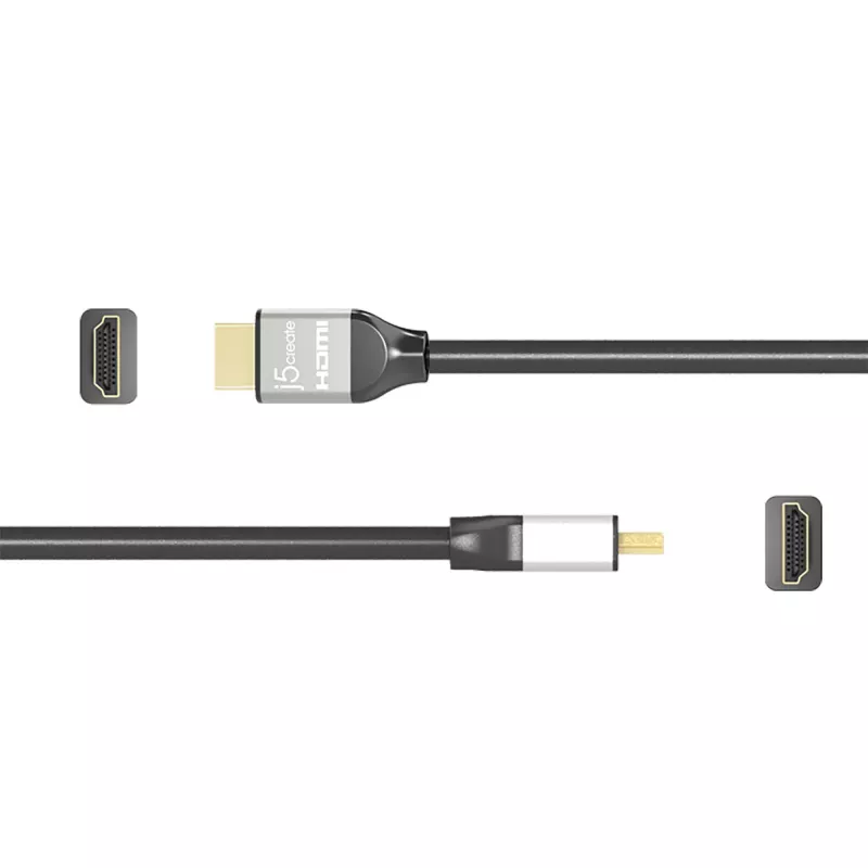 j5create JDC52 Ultra HD 4K HDMI™ kabelis, melns un pelēks, 2 m