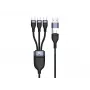 Conceptronic ETTA06B15C 3-in-1 100W ātrās uzlādes datu kabelis 1,5 m, trīskāršs USB-C, USB 2.0, E-Mark