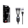Conceptronic ETTA06B15C 3-in-1 100W ātrās uzlādes datu kabelis 1,5 m, trīskāršs USB-C, USB 2.0, E-Mark