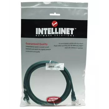 Intellinet tīkla komutācijas kabelis, Cat5e, 2m, zaļš, CCA, U/UTP, PVC, RJ45, zeltīti kontakti, bezizciļņa, apvalkots, mūža garantija
