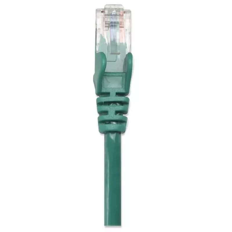 Intellinet tīkla ielāpu vads, Cat5e, 5 m, zaļš, CCA, U/UTP, PVC, RJ45, zeltīti kontakti, bez aizķeršanās, ar aizsarguzmavu, mūža garantija