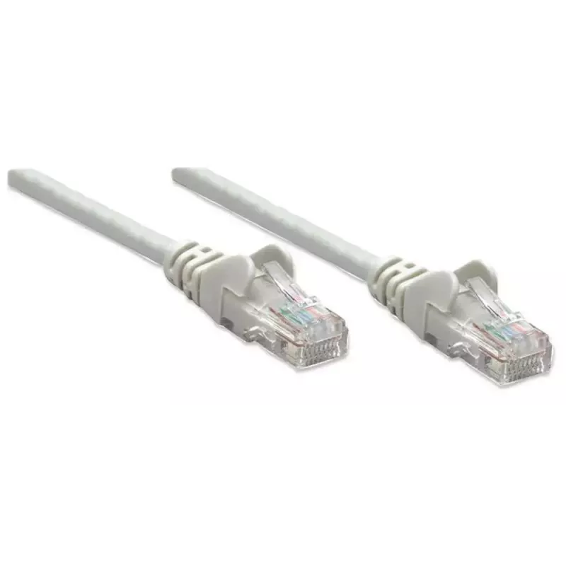 Intellinet tīkla komutācijas kabelis, Cat6, 1,5 m, pelēks, CCA, U/UTP, PVC, RJ45, apzeltīti kontakti, bez aizķeršanās, aizsargapvalks, mūža garantija