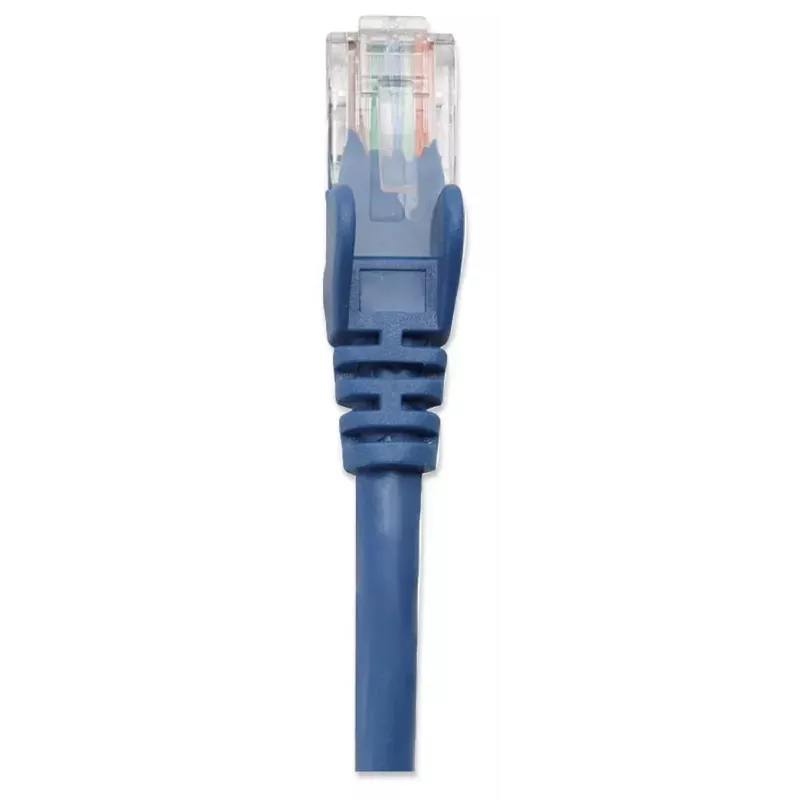 Intellinet tīkla komutācijas kabelis, Cat5e, 3 m, zils, CCA, U/UTP, PVC, RJ45, apzeltīti kontakti, bez aizķeršanās, ar aizsarguzmavu, mūža garantija