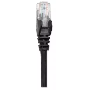 Intellinet tīkla komutācijas kabelis, Cat6, 5 m, melns, CCA, U/UTP, PVC, RJ45, apzeltīti kontakti, bez aizķeršanās, ar aizsarguzmavu, mūža garantija