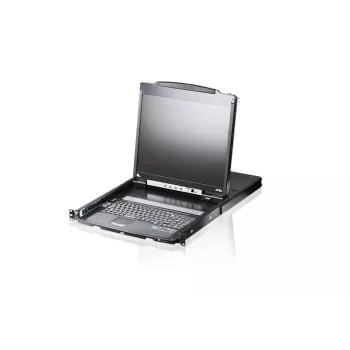 ATEN 19 collu LCD konsole (USB - PS/2 VGA) ar USB perifērijas portu (divu sliežu)