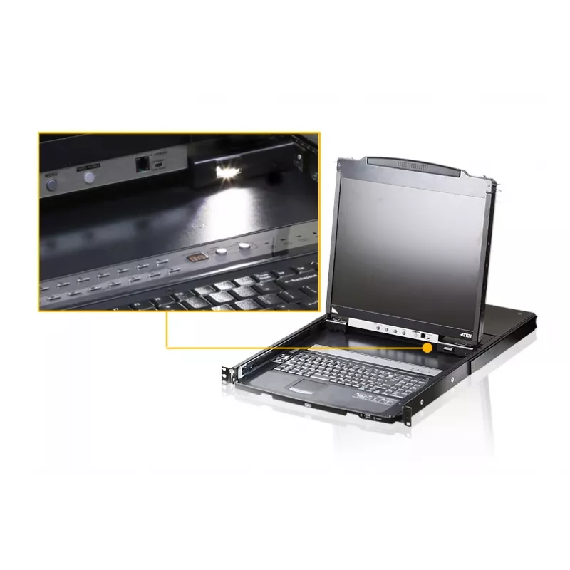 ATEN CL5800N statīvā iebūvējama pults 48,3 cm (19 collas) 1280 x 1024 pikseļi Metāls Melns 1U