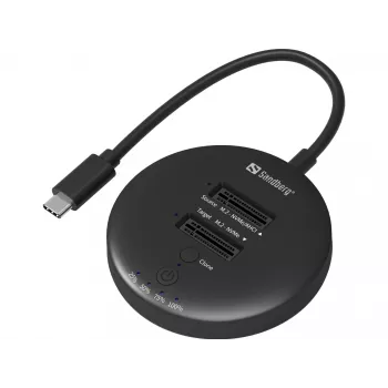 Sandberg USB3.2 klonēšanas doks NVMe M.2 SSD, melns, 20 Gbit/s