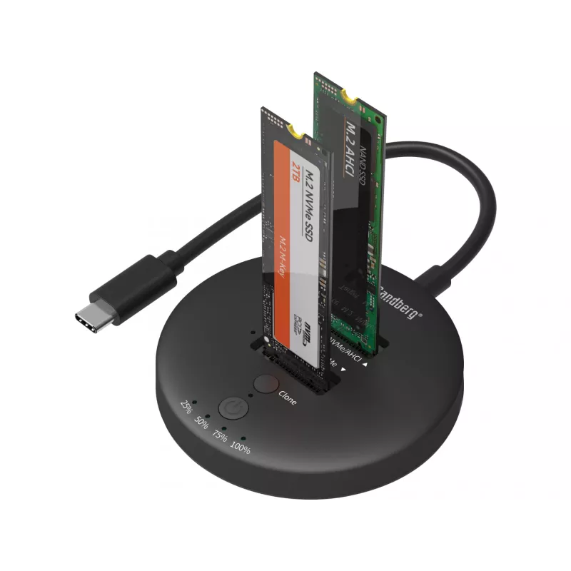 Sandberg USB3.2 klonēšanas doks NVMe M.2 SSD, melns, 20 Gbit/s