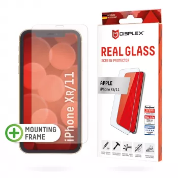 Displex ekrāna aizsargs (10H) Apple iPhone XR/11, Eco montāžas rāmis, rūdīts stikls, pret skrāpējumiem izturīga aizsargplēve, draudzīgs maciņiem