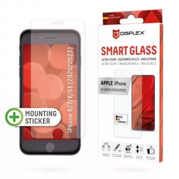 Displex Smart Glass (9H) Apple iPhone 6/7/8/SE (2020/2022), montāžas uzlīmes, neplīstošs, īpaši plāns, neredzams