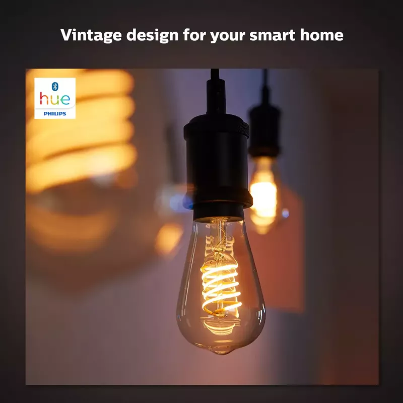 Viedā spuldze Philips ST64 Edison E27 Bluetooth/Zigbee, 7 W, caurspīdīga, 60×135 mm