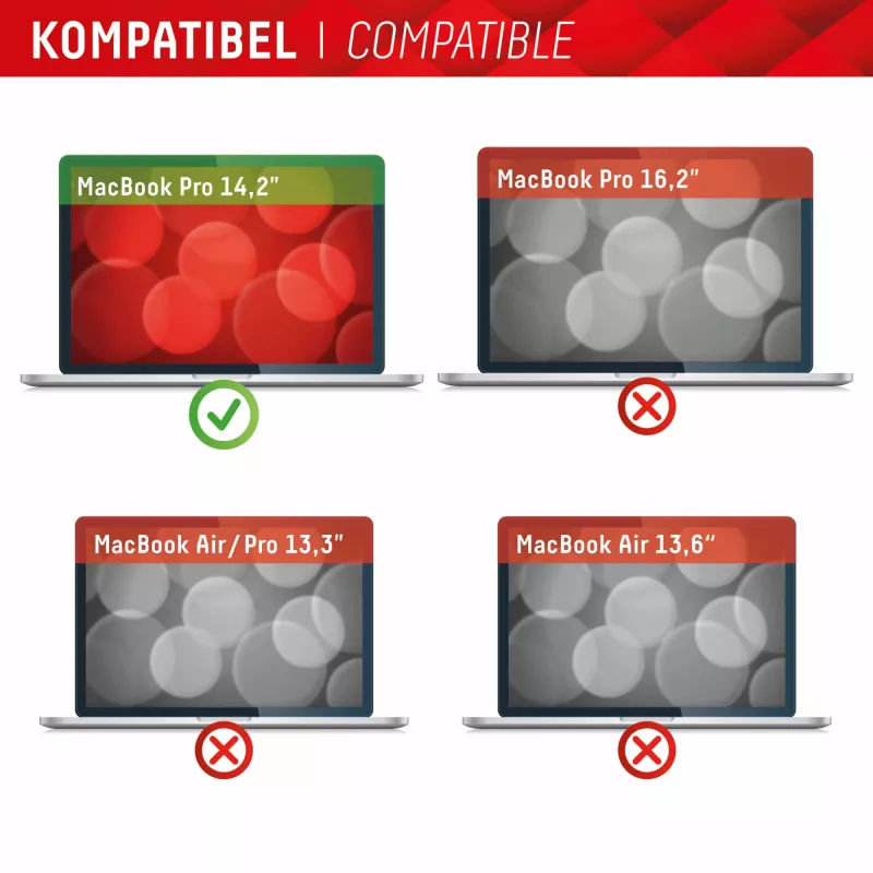 Displex PRIVACY SAFE magnētiskais divvirzienu privātuma filtrs MacBook Pro 14,2 collām Putekļu un skrāpējumu izturīgs