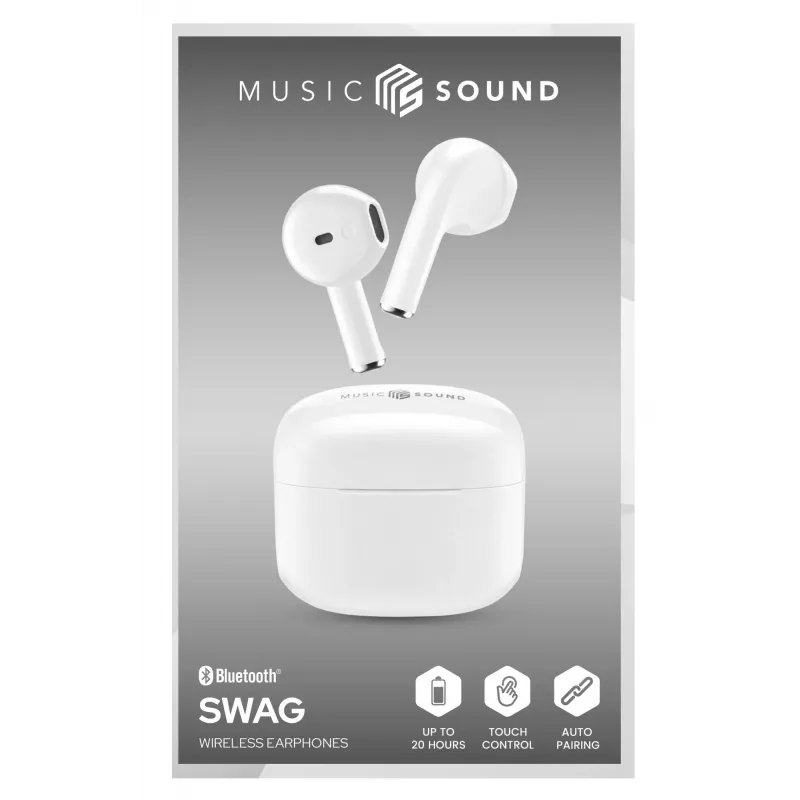Music Sound Swag SWAG ir kapsulas formas Bluetooth austiņas BTMSTWSSWAGW