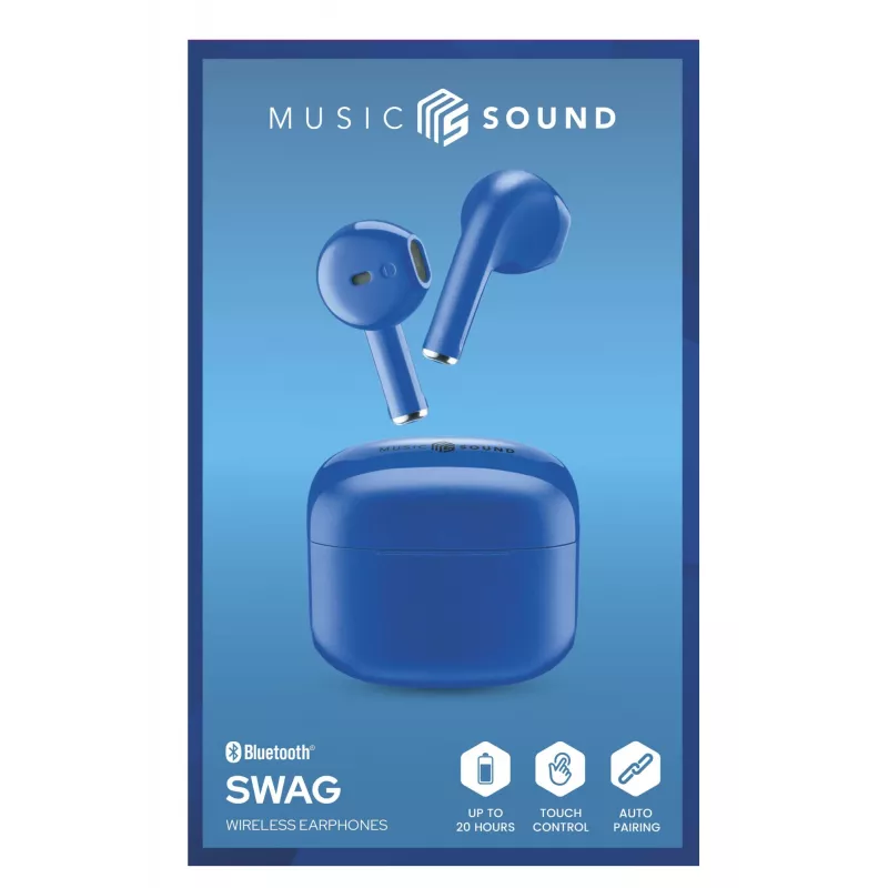 Music Sound Swag SWAG — kapsulas formas Bluetooth austiņas, pieejamas daudzās košās, supermodernās krāsās.